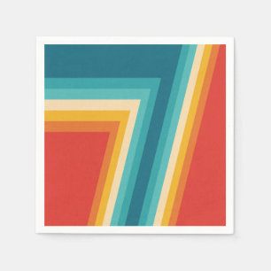 Colourful Retro Stripes  -   70s, 80s Design Napkin