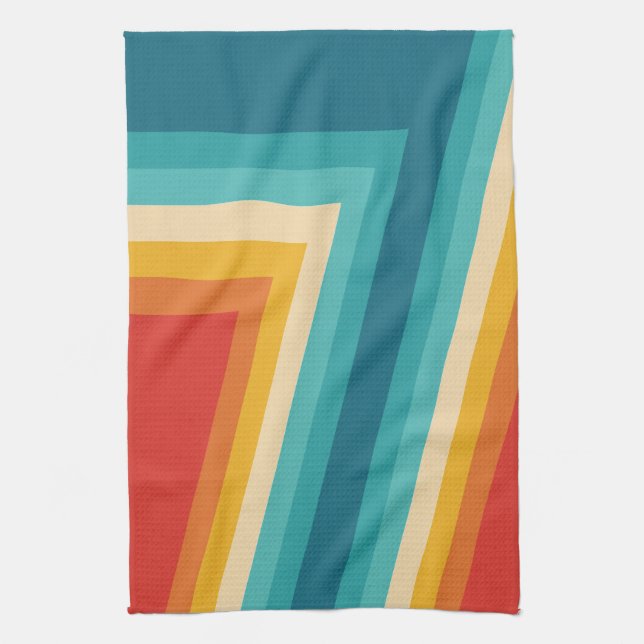 Colourful Retro Stripes  -   70s 80s  Design Tea Towel (Vertical)