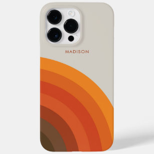 Colourful Retro Stripes 70s 80s Golden Brown Orang Case-Mate iPhone 14 Pro Max Case