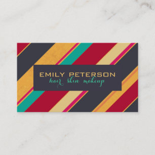 Colourful Retro Stripes Pattern Business Card
