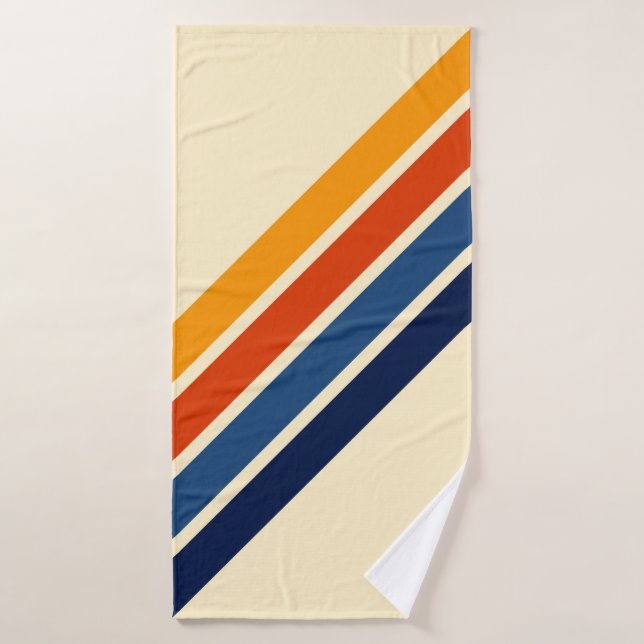 Colourful Retro Stripes Striped Pattern Bath Towel (Bath Towel)