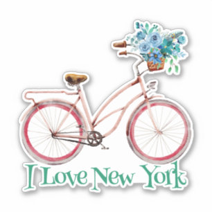 Colourful Retro Style Bicycle I Love New York