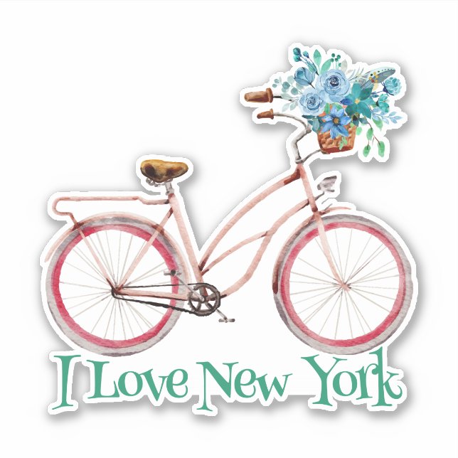 Colourful Retro Style Bicycle I Love New York (Front)