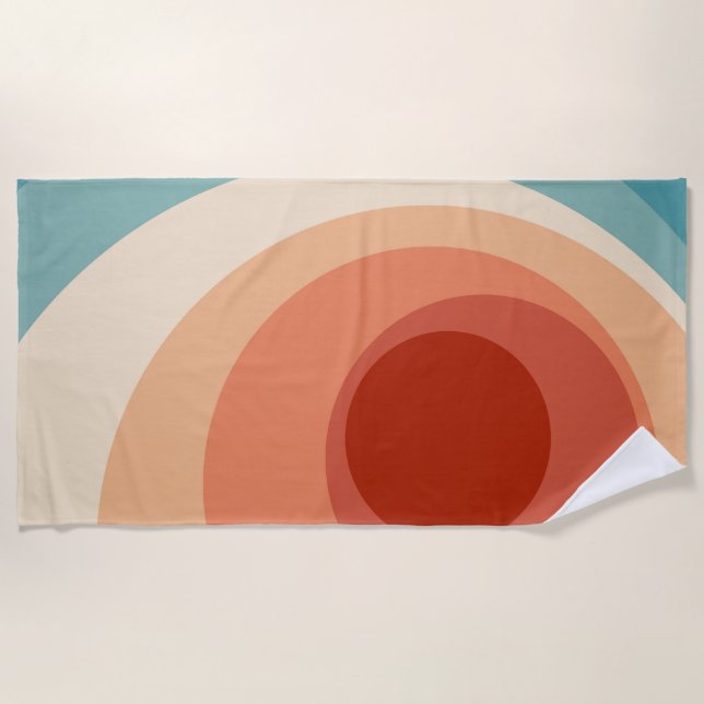 Colourful retro style circles design  beach towel (Front)