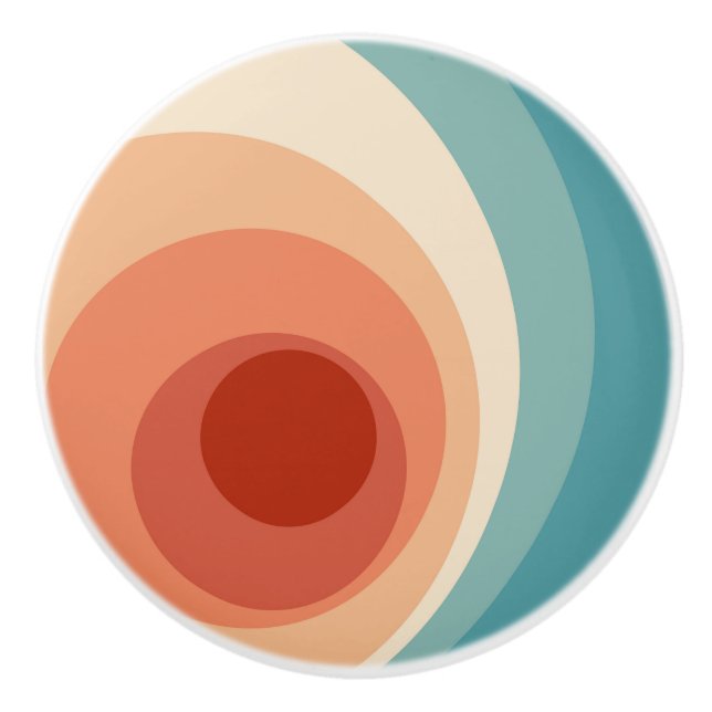 Colourful retro style circles design  ceramic knob (Front)