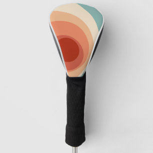 Colourful retro style circles design golf head cover