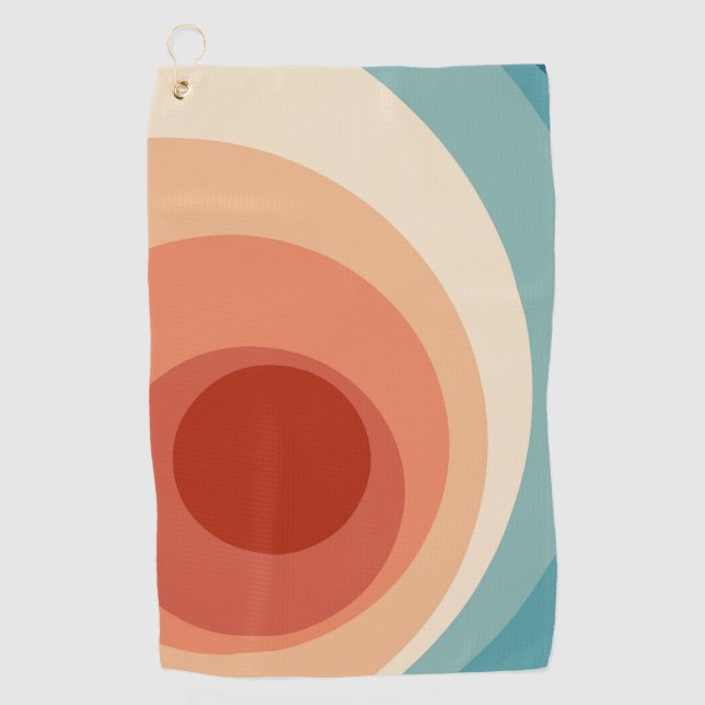 Colourful retro style circles design  golf towel (Front)