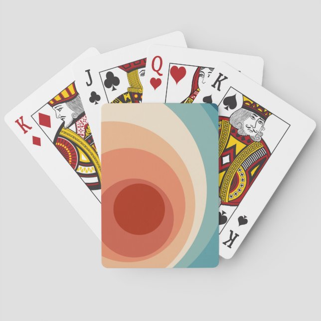 Colourful retro style circles design  playing cards (Back)