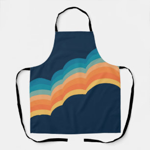 Colourful retro style clouds design apron