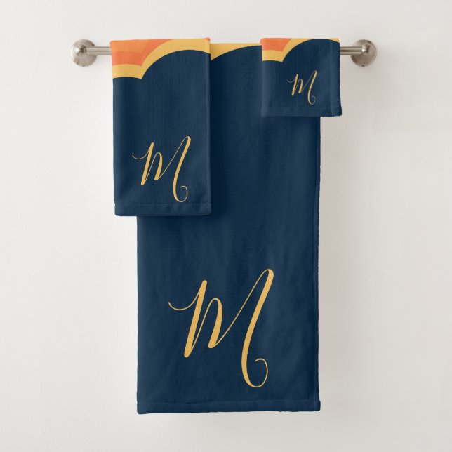 Colourful retro style clouds design bath towel set (Insitu)