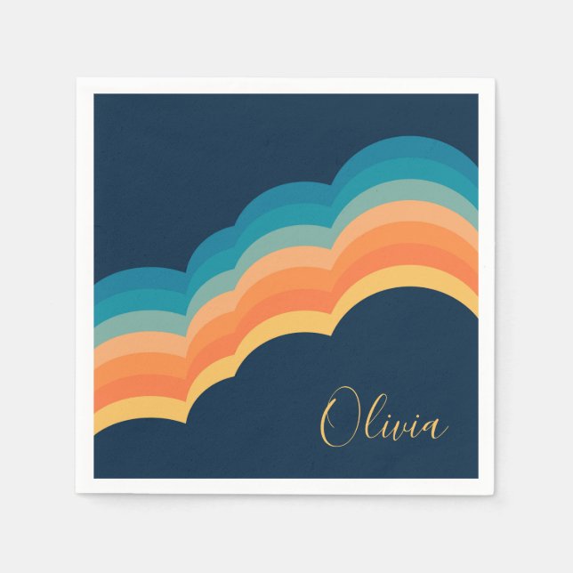 Colourful retro style clouds design napkin (Front)
