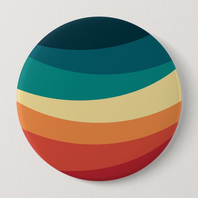 Colourful retro style curves design 10 cm round badge (Front)