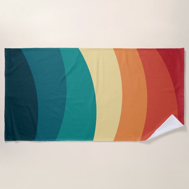 Colourful retro style curves design beach towel (Front)