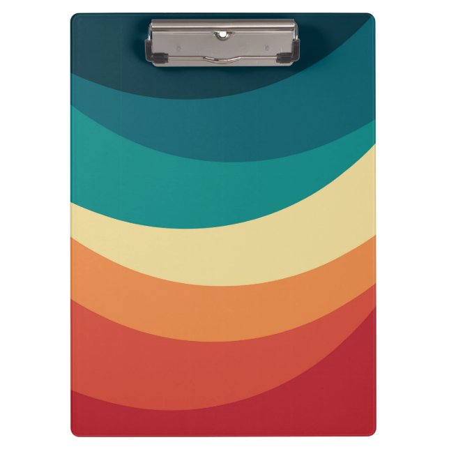 Colourful retro style curves design clipboard (Front)