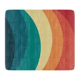 Colourful retro style curves design cutting board