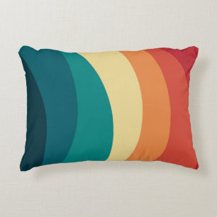 Colourful retro style curves design decorative cushion