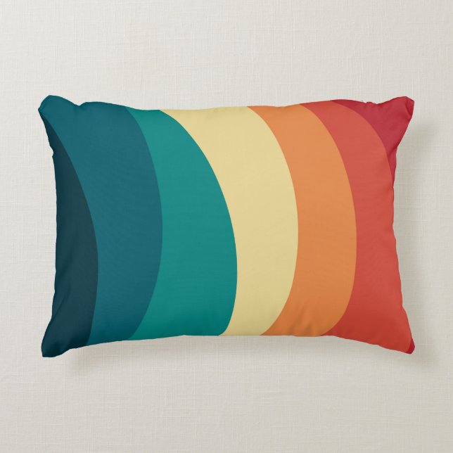 Colourful retro style curves design decorative cushion (Front)