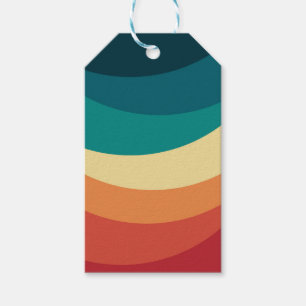 Colourful retro style curves design gift tags