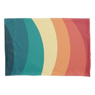 Colourful retro style curves design pillowcase