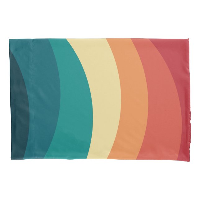 Colourful retro style curves design pillowcase (Front)