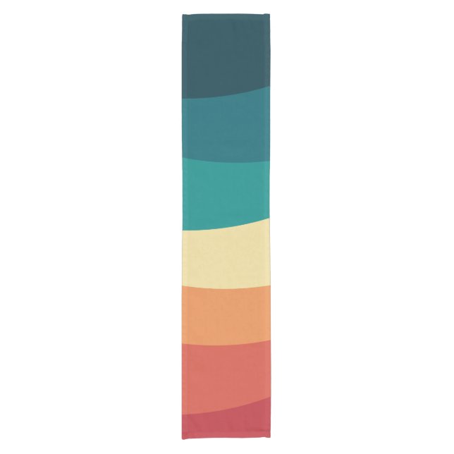 Colourful retro style curves design short table runner (Front)