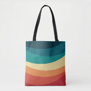 Colourful retro style curves design tote bag