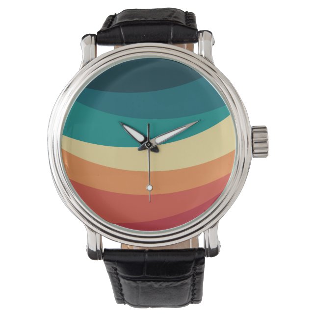 Colourful retro style curves design watch (Front)