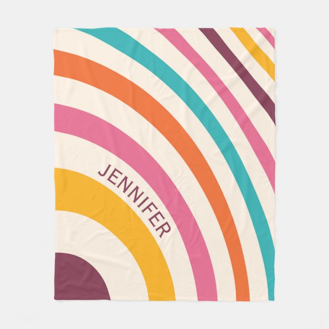 Colourful retro style curves fleece blanket (Front)