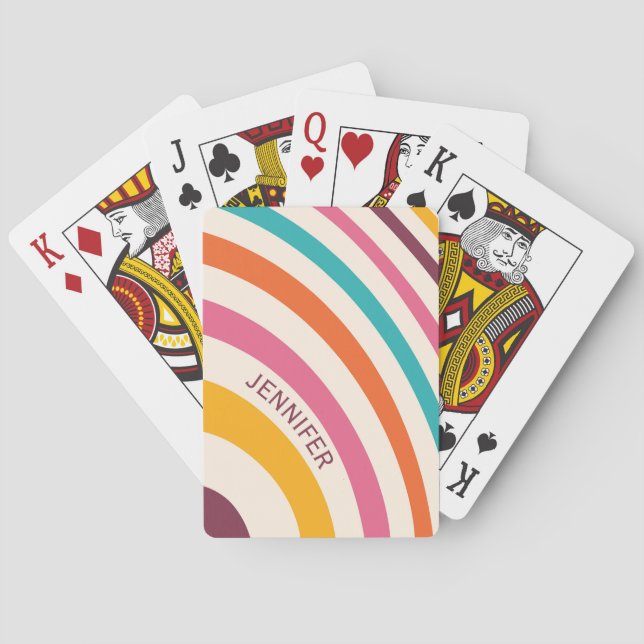 Colourful retro style curves playing cards (Back)