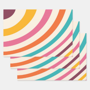 Colourful retro style curves wrapping paper sheet