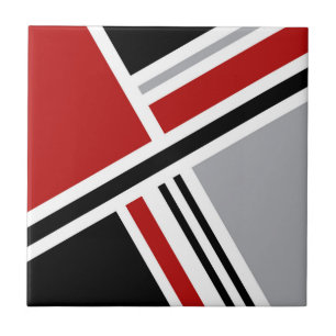 Colourful retro style design with geometric shapes ceramic tile