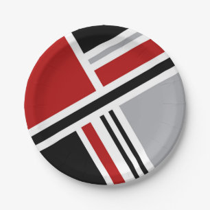 Colourful retro style design with geometric shapes paper plate