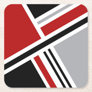 Colourful retro style design with geometric shapes square paper coaster