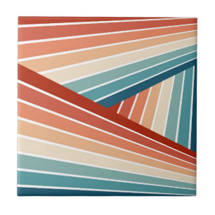 Colourful retro style diagonal rainbow design ceramic tile