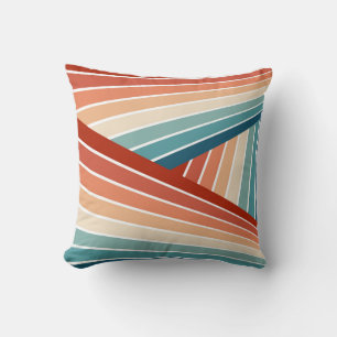 Colourful retro style diagonal rainbow design cushion