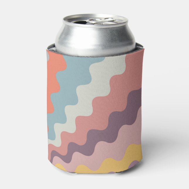 Colourful retro style diagonal waves can cooler (Can Front)