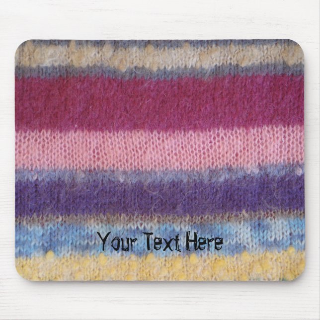 colourful retro style knitted stripes fun knitted mouse pad (Front)