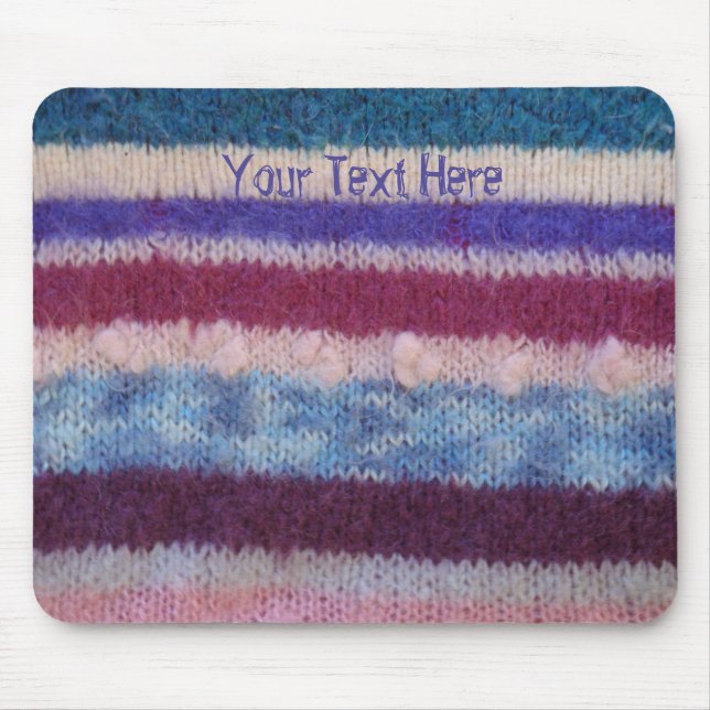 colourful retro style knitted stripes fun mouse pad (Front)
