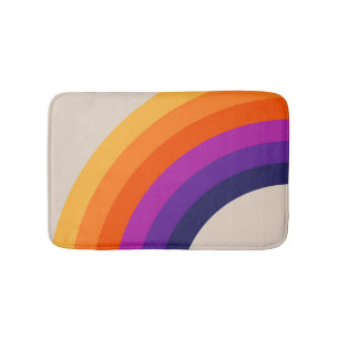 Colourful retro style rainbow art bath mat