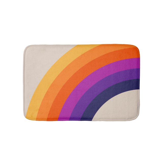 Colourful retro style rainbow art bath mat (Front)