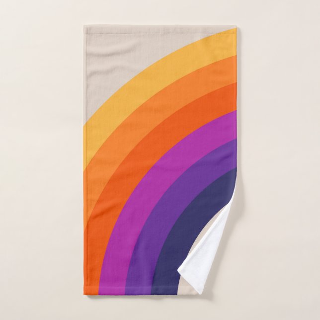 Colourful retro style rainbow art bath towel set (Hand Towel)