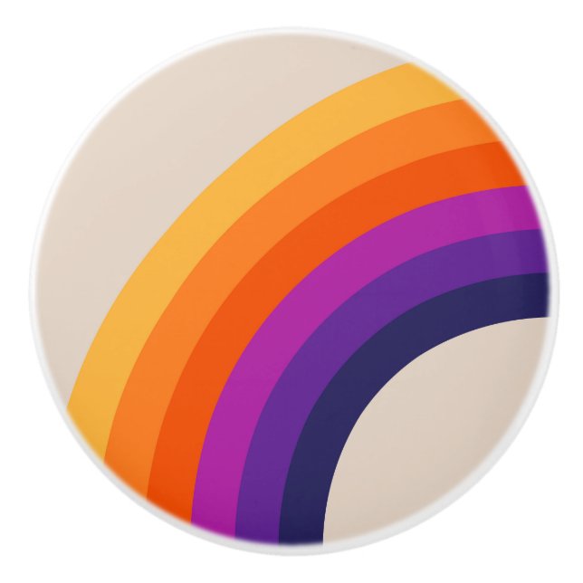 Colourful retro style rainbow art ceramic knob (Front)