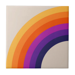 Colourful retro style rainbow art ceramic tile