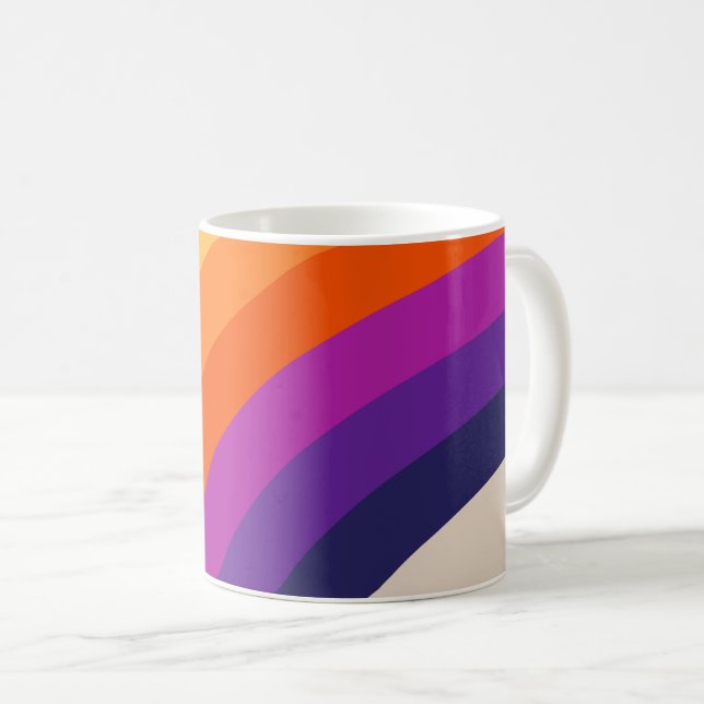 Colourful retro style rainbow art coffee mug (Front Right)