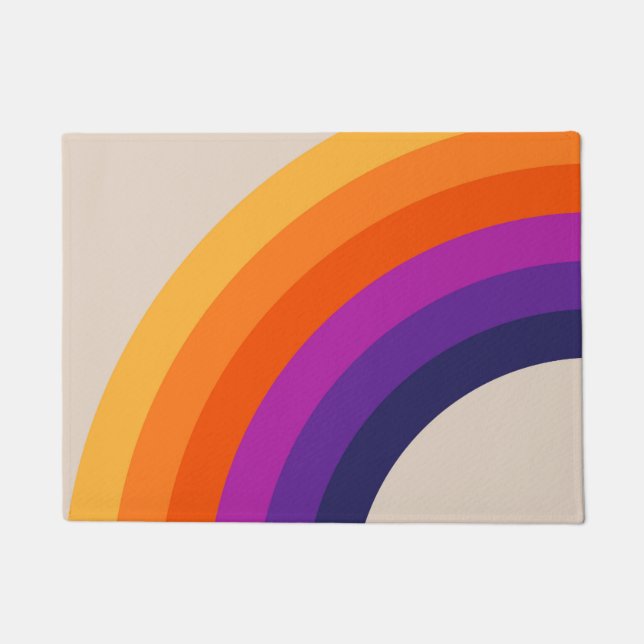 Colourful retro style rainbow art doormat (Front)
