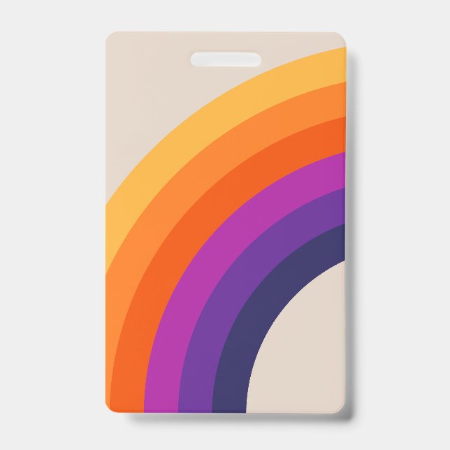 Colourful retro style rainbow art ID badge (Front)