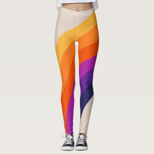 Colourful retro style rainbow art leggings