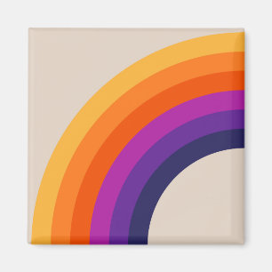 Colourful retro style rainbow art magnet