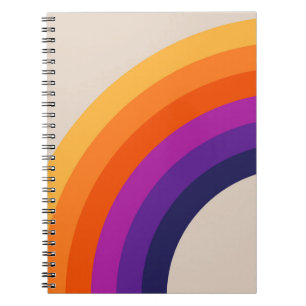 Colourful retro style rainbow art notebook