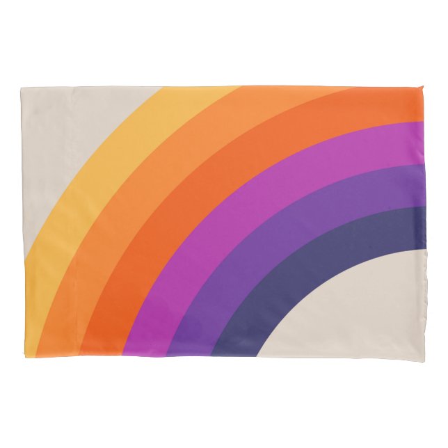 Colourful retro style rainbow art pillowcase (Front)